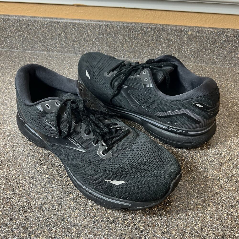 Brooks Ghost 15 Mens Sz 15 (4E) Running Trainer Shoes Black Mesh Lace Up Low Top